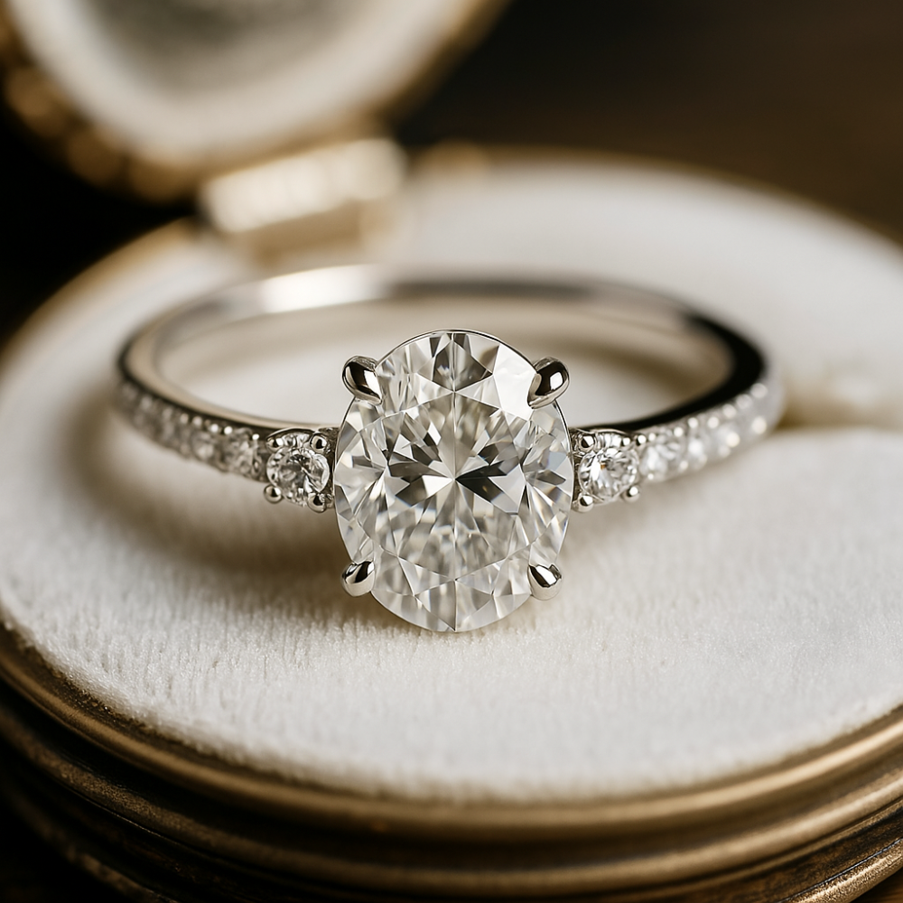 De Luna - 18K Witgoud Moissaniet Ring