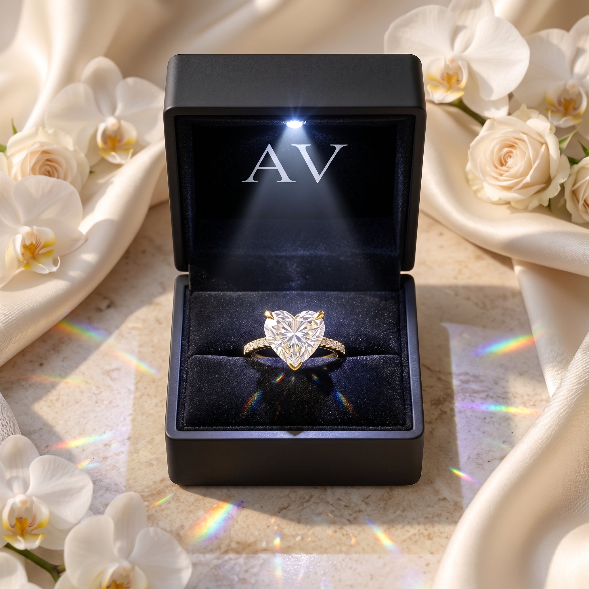 AI0009-HEA-5CT-PAVE-SOLIT - Premium LED Gift Box Presentation