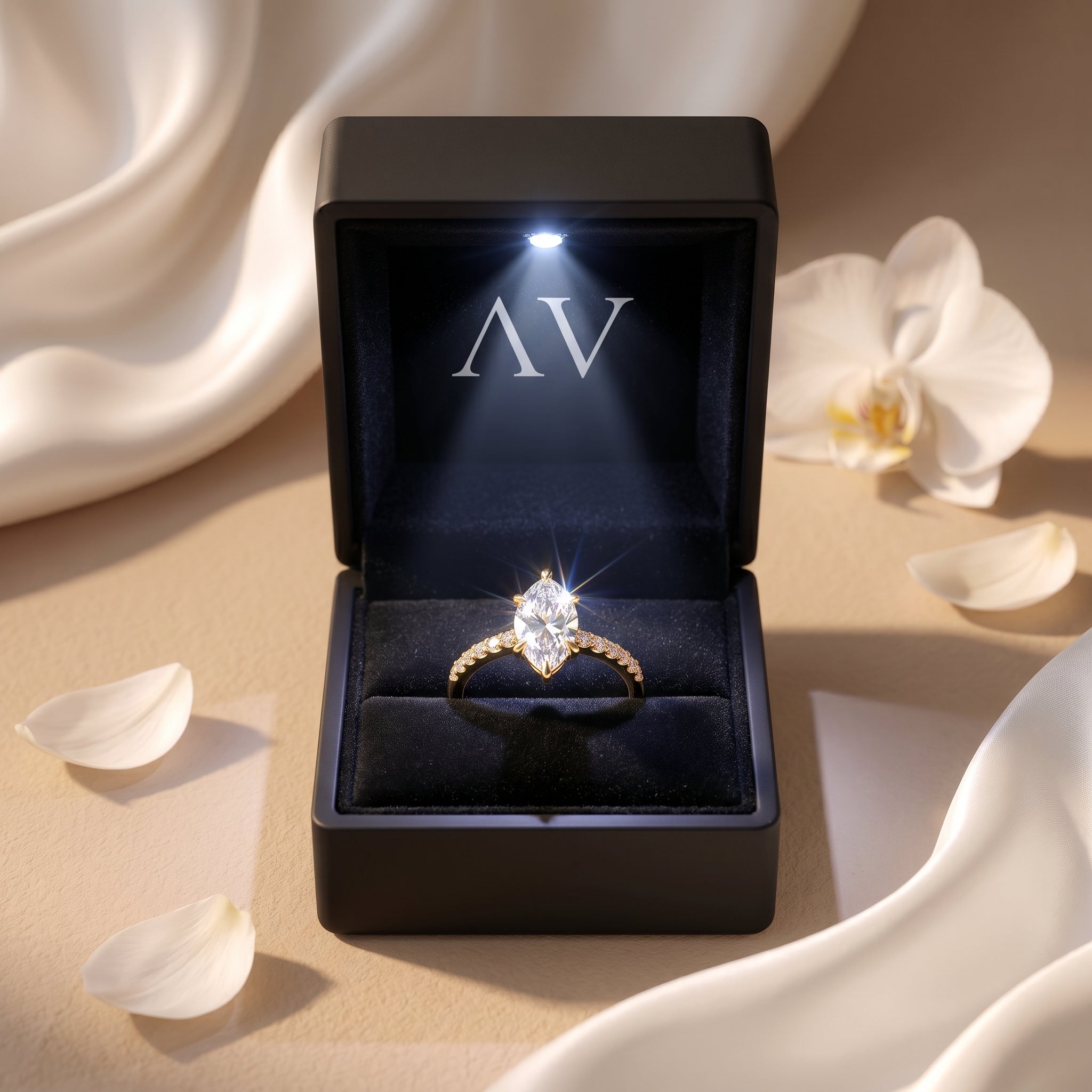 AI0009-MAR-1CT-PAVE-SOLIT - Premium LED Gift Box Presentation