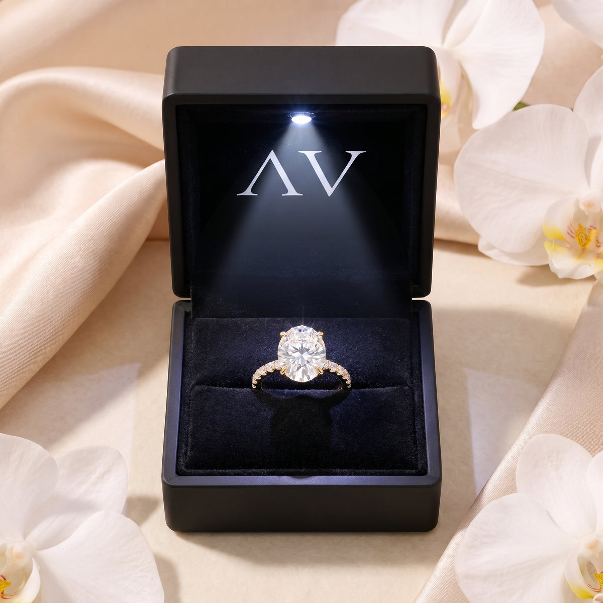 AI0009-OVA-4.5CT-PAVE-EW - Premium LED Gift Box Presentation