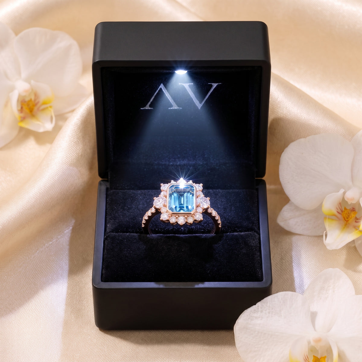 AI0010-EME-1.5CT-PAVE-BEZEL - Premium LED Gift Box Presentation