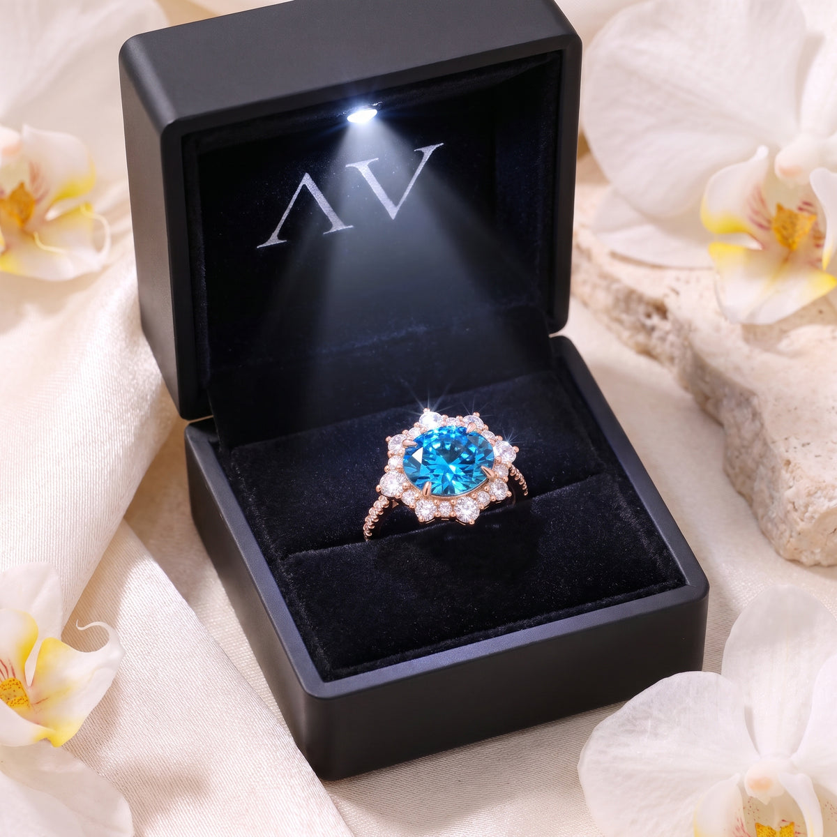 AI0010-OVA-1.5CT-PAVE-EW - Premium LED Gift Box Presentation