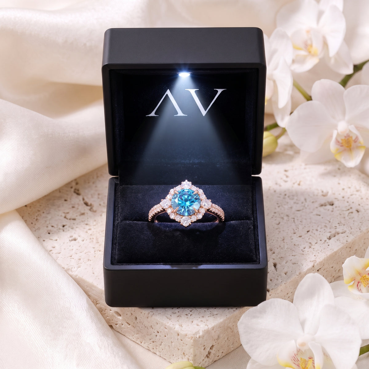 AI0010-ROU-1.5CT-DPAVE-SOLIT - Premium LED Gift Box Presentation