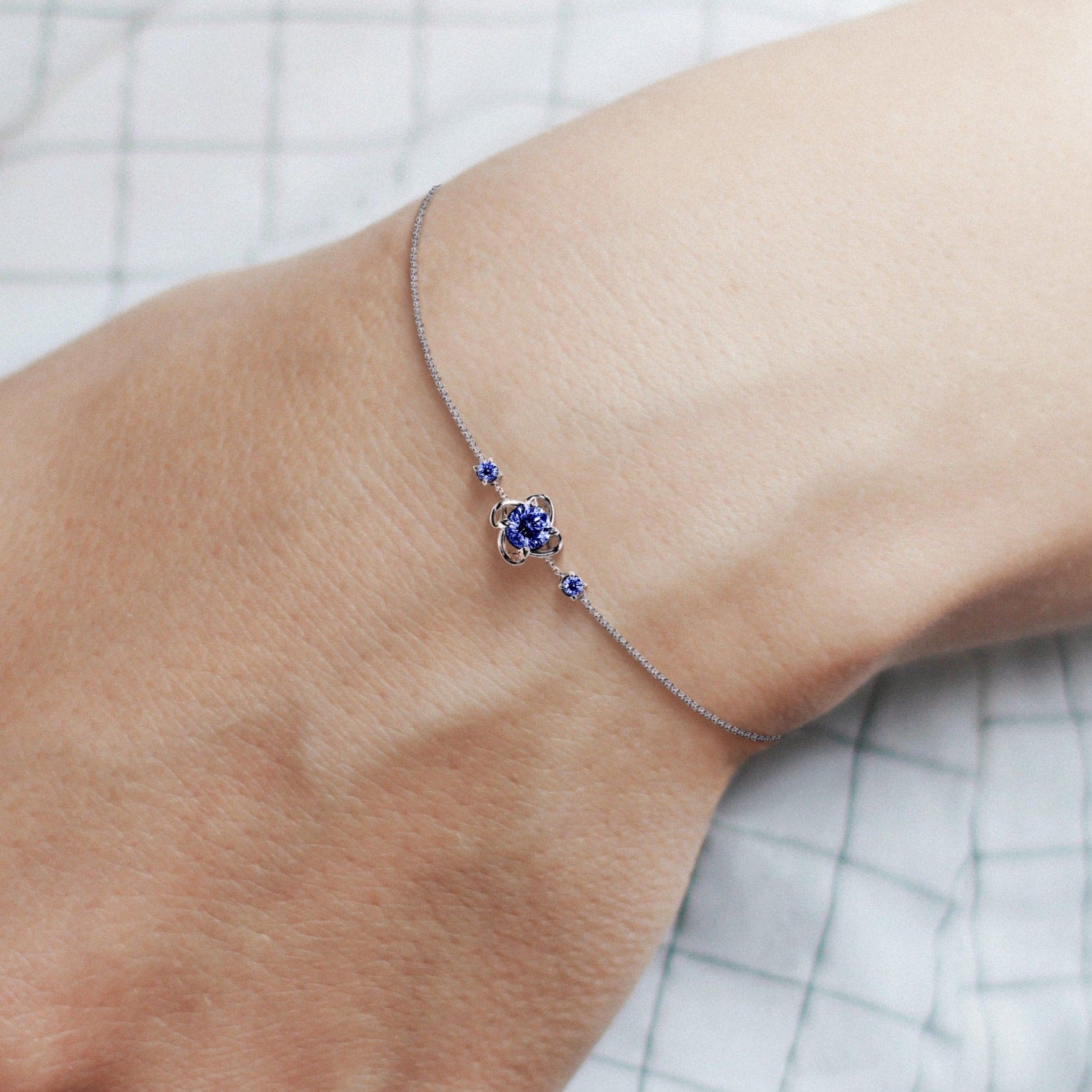 Armband mit Geburtsstein Tansanit für Dezember – S925 Sterling Silber