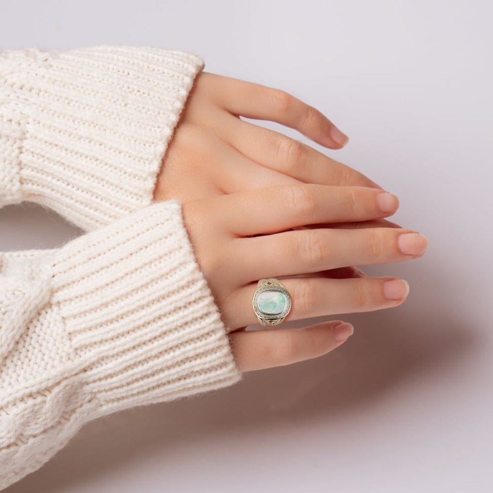 Perlmutt-Traum: Geformter Perlmuttring – S925 Sterling Silber