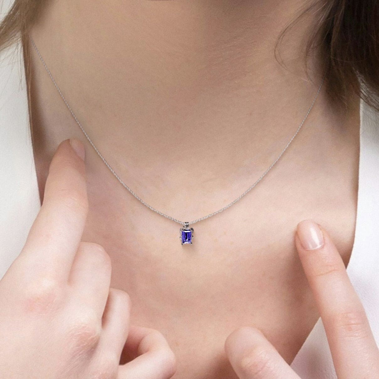 Halskette mit Amethyst-Geburtsstein für Februar – S925 Sterling Silber