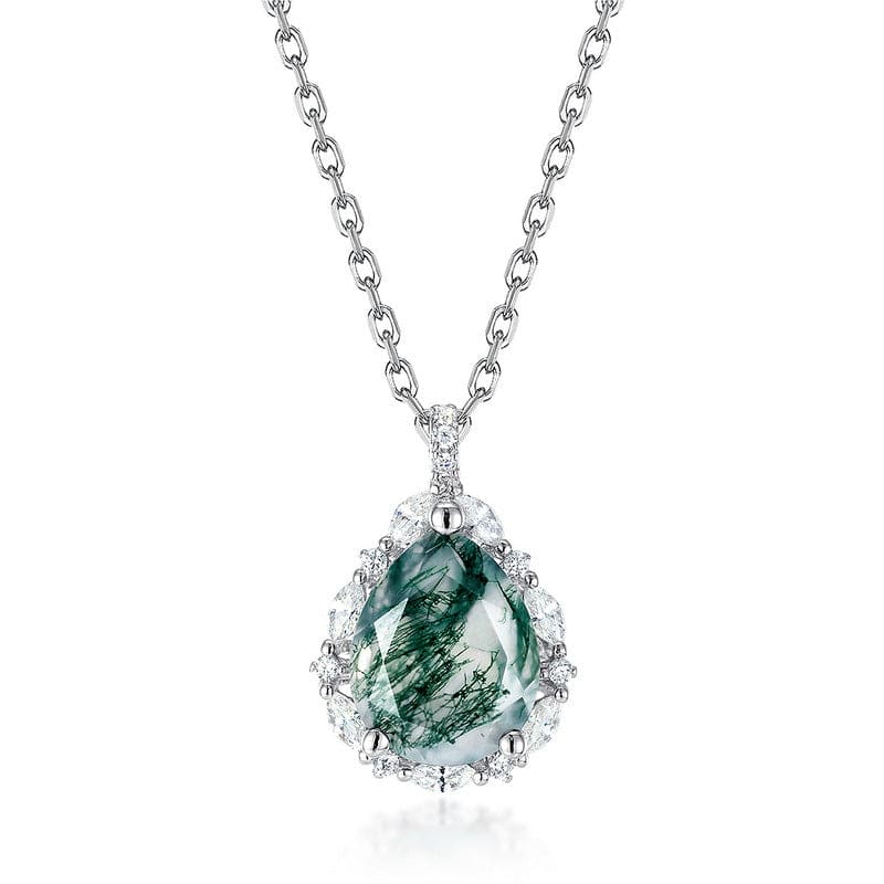 To My Beautiful Wife | Teardrop Moss Agate Necklace
