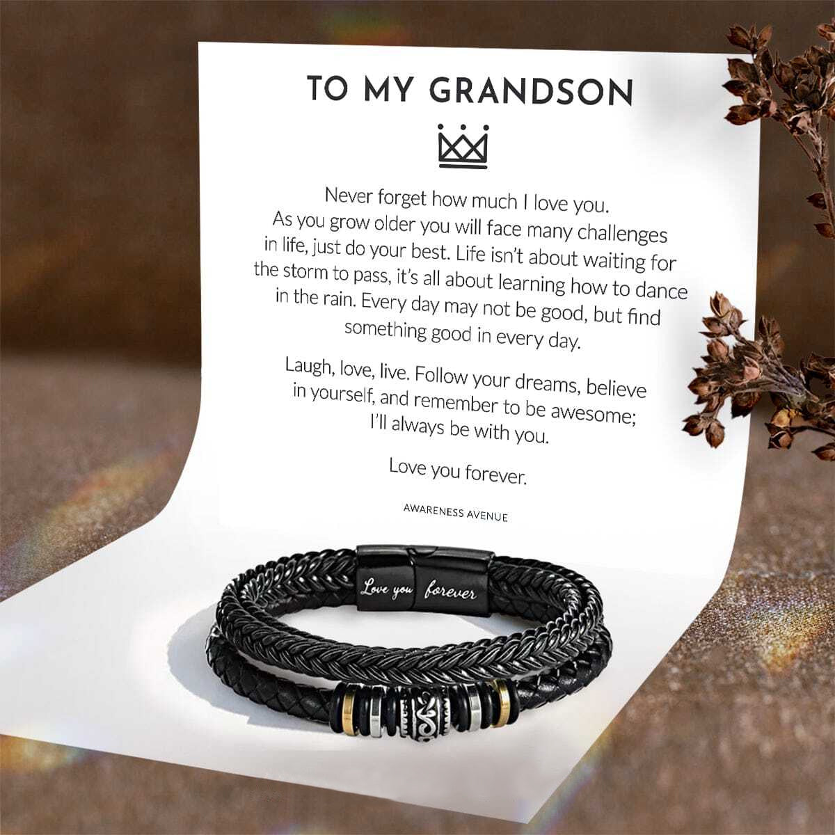Love You Forever | Men's Leather Gift Bracelet