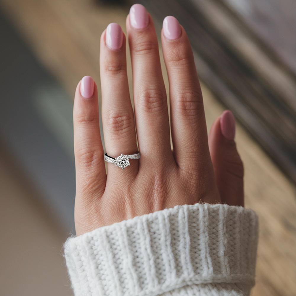 1 Karat gedrehter Pavé-Eternity-Moissanit-Ring