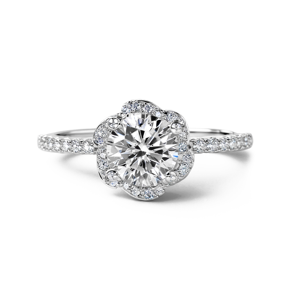 1CT Ronde Bloem Halo Moissanite Ring