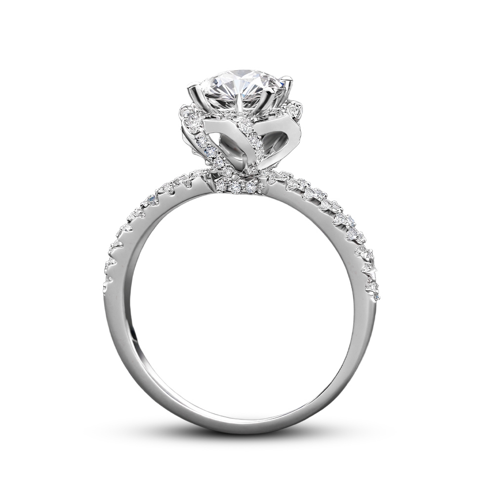 1 Karat runder Moissanit-Ring mit floralem Halo