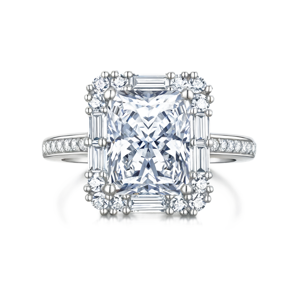 4 Karat Radiant Cut Halo Eternity Moissanit Ring