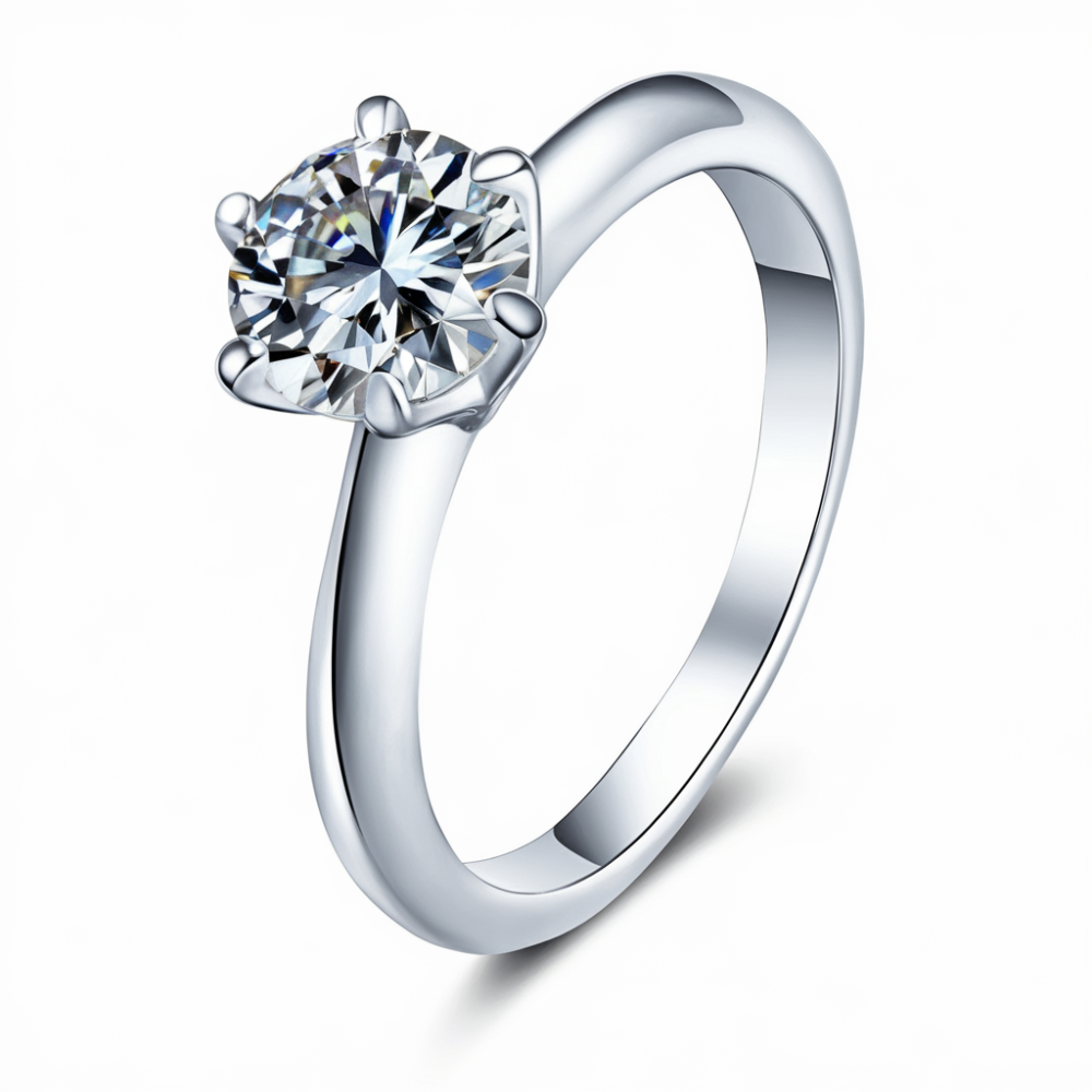 3 Karat brillanter Moissanitring im Rundschliff