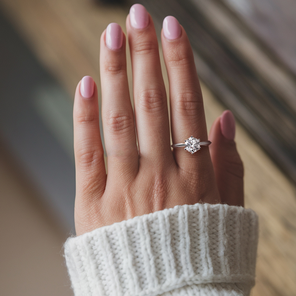 3 Karat brillanter Moissanitring im Rundschliff