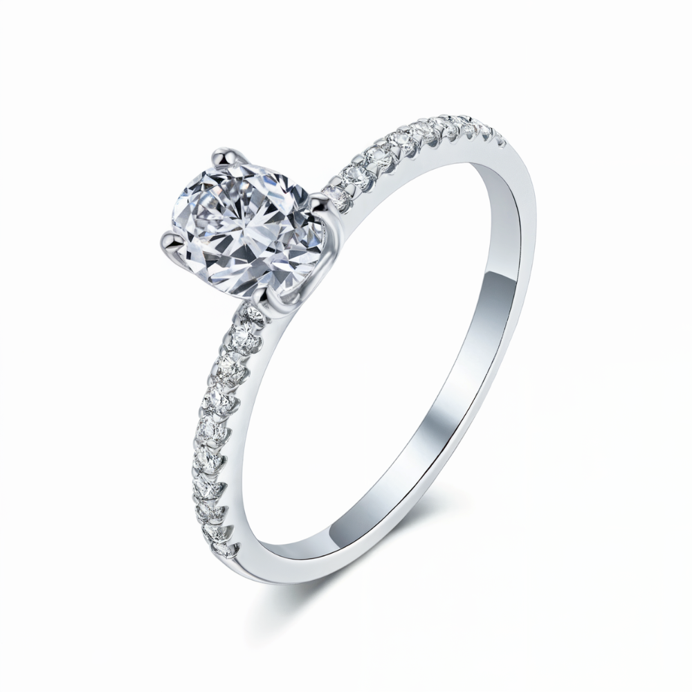 Bague d'éternité avec Moissanite taille ovale 2CT