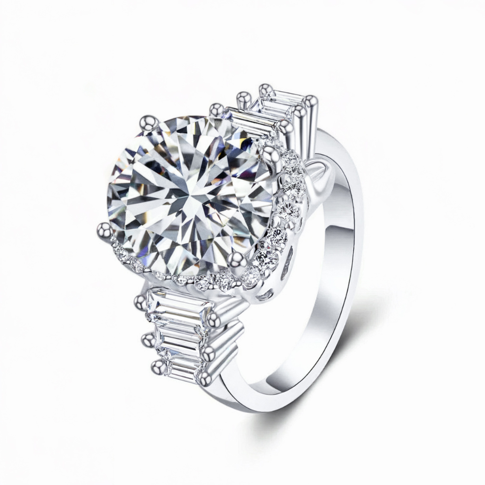 5 Karat runder Moissanitring im Brillantschliff