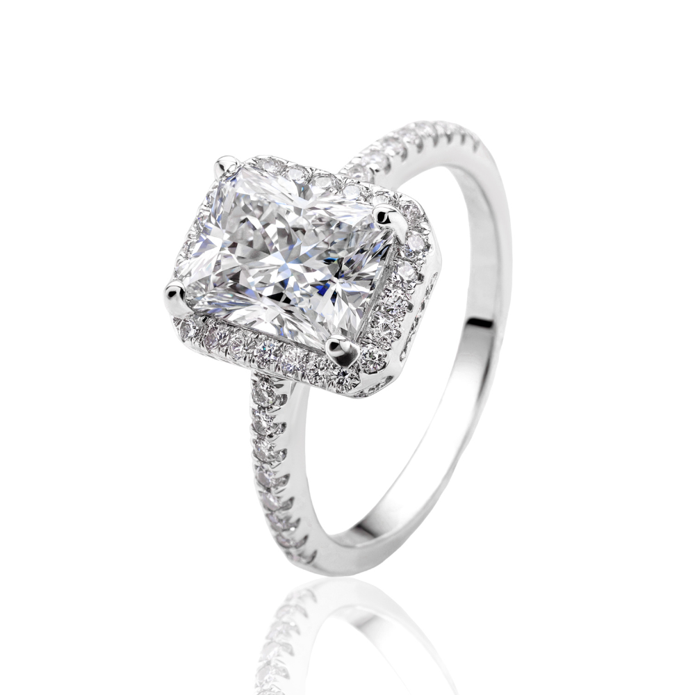 2CT Radiant Geslepen Eternity Pavé Moissanite Ring