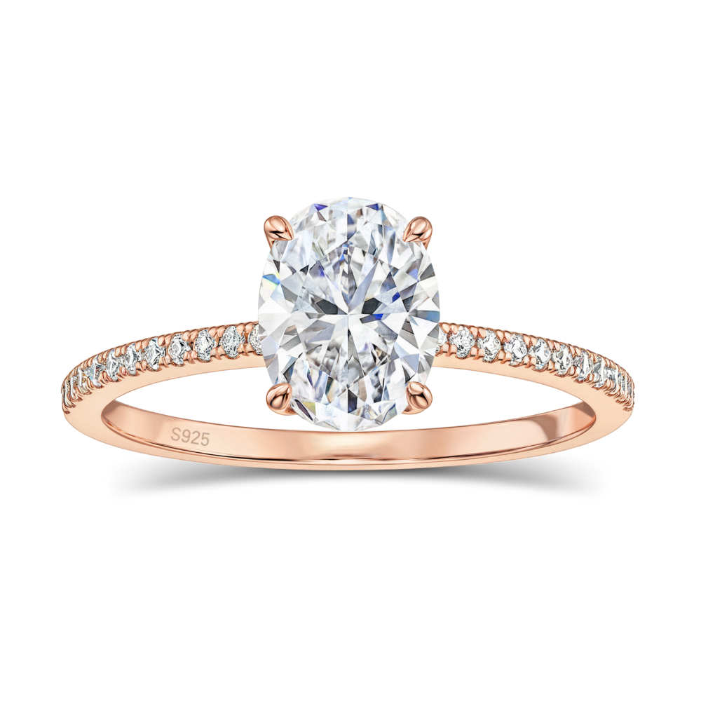 3 Karat ovaler Roségold-Moissanitring