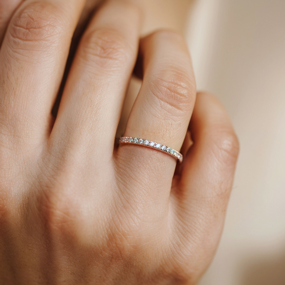 1,3 Karat Roségold-Eternity-Moissanit-Ring