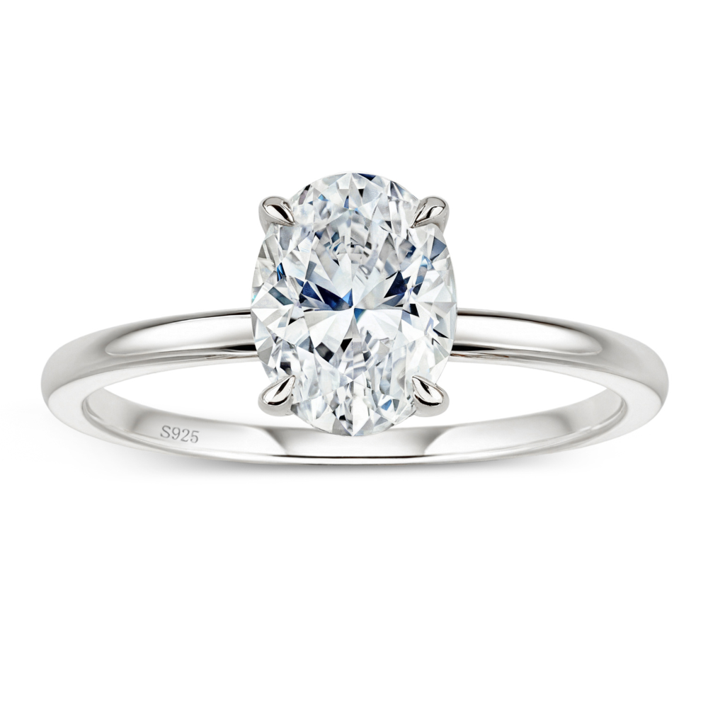 Ovaal Geslepen Roségouden Solitaire Moissanite Ring