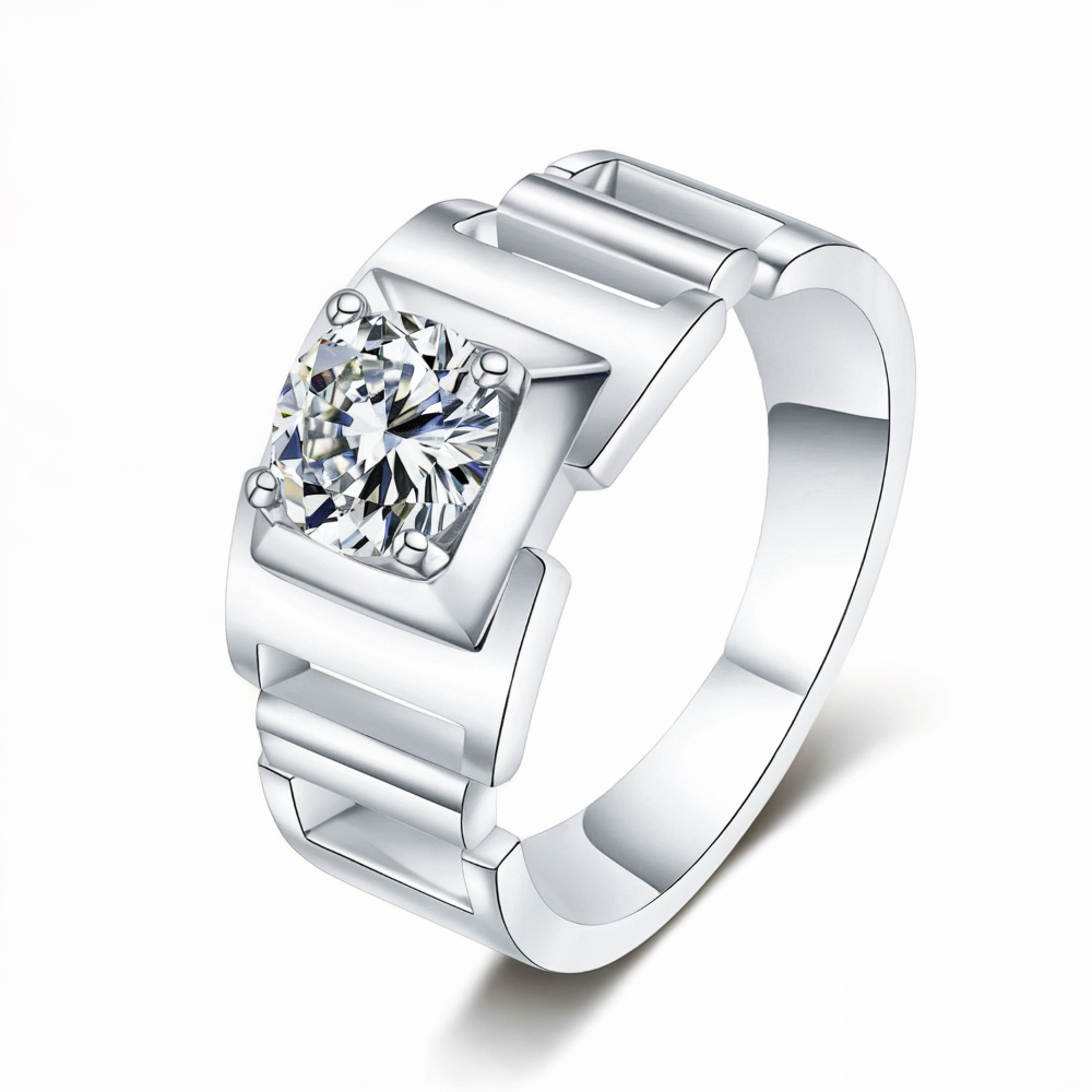 Heren Gekoppelde 1CT Moissanite Ring