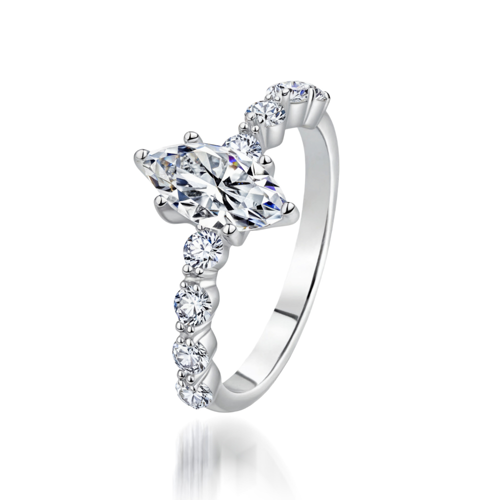 1 Karat Halb-Eternity-Marquise-Moissanit-Ring