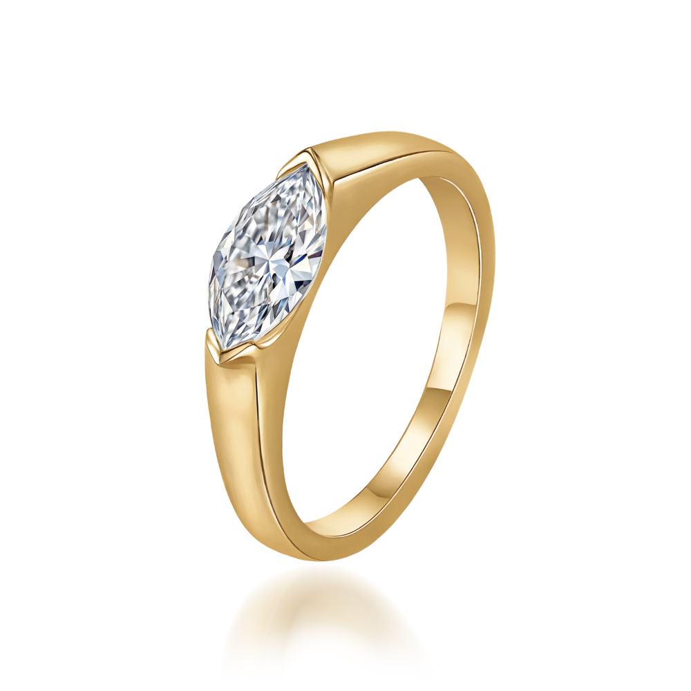 Bague Moissanite Marquise 1CT Est-Ouest