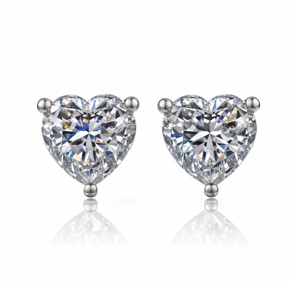 Heart Shaped Diamond Earrings
