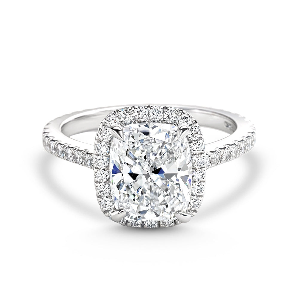 4 Karat Kissenschliff Halo Moissanit Ring