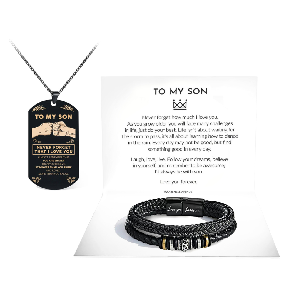 An meinen Sohn | Ich liebe dich für immer | Geschenkset mit Halskette und Armband