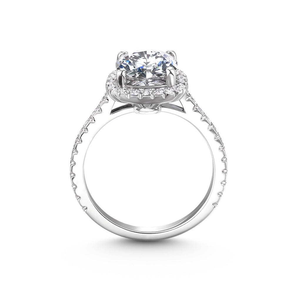 4 Karat Kissenschliff Halo Moissanit Ring