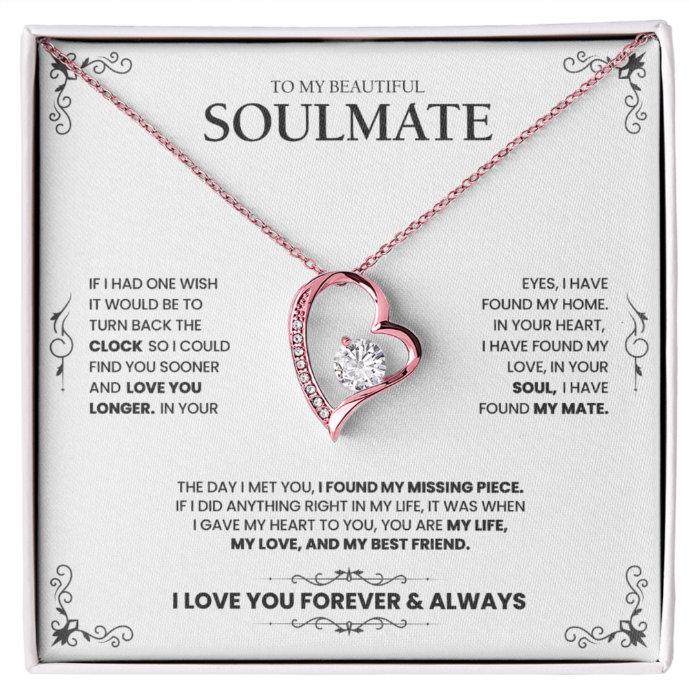 Aan mijn soulmate | Zilveren hart diamanten ketting