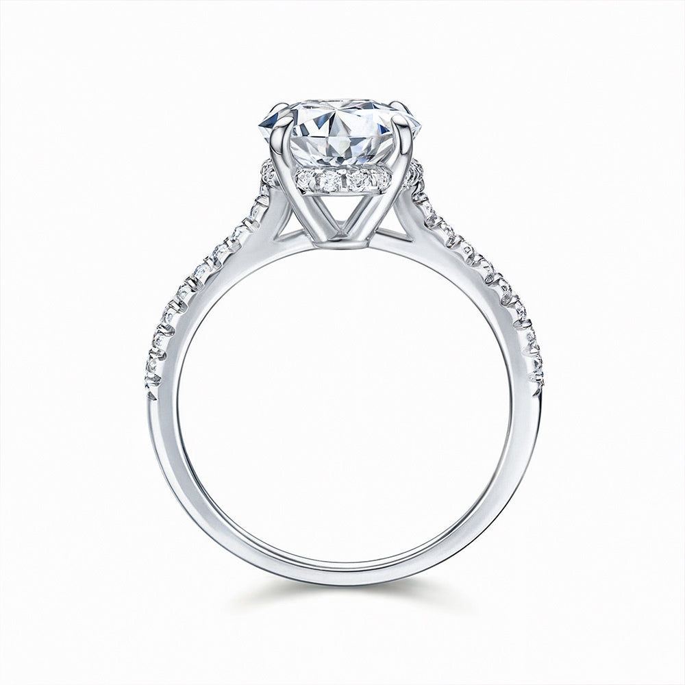 4 Karat Rundschliff-Moissanitring mit verstecktem Halo