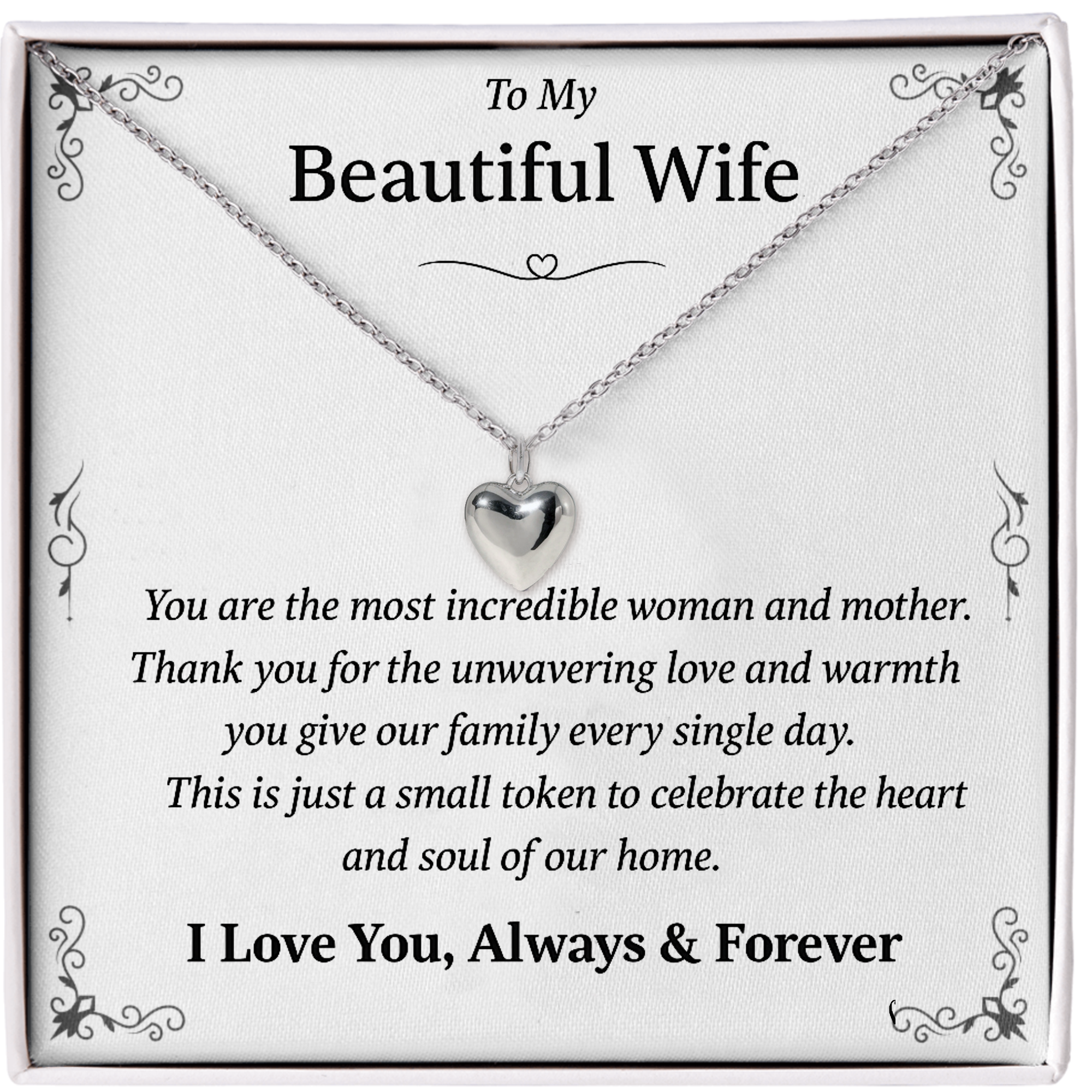 To My Beautiful Wife | Chunky Heart Necklace