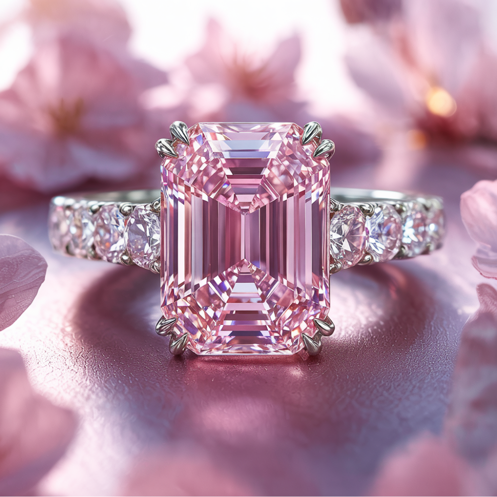Der Camilla – 18 Karat massiver Roségold-Moissanitring