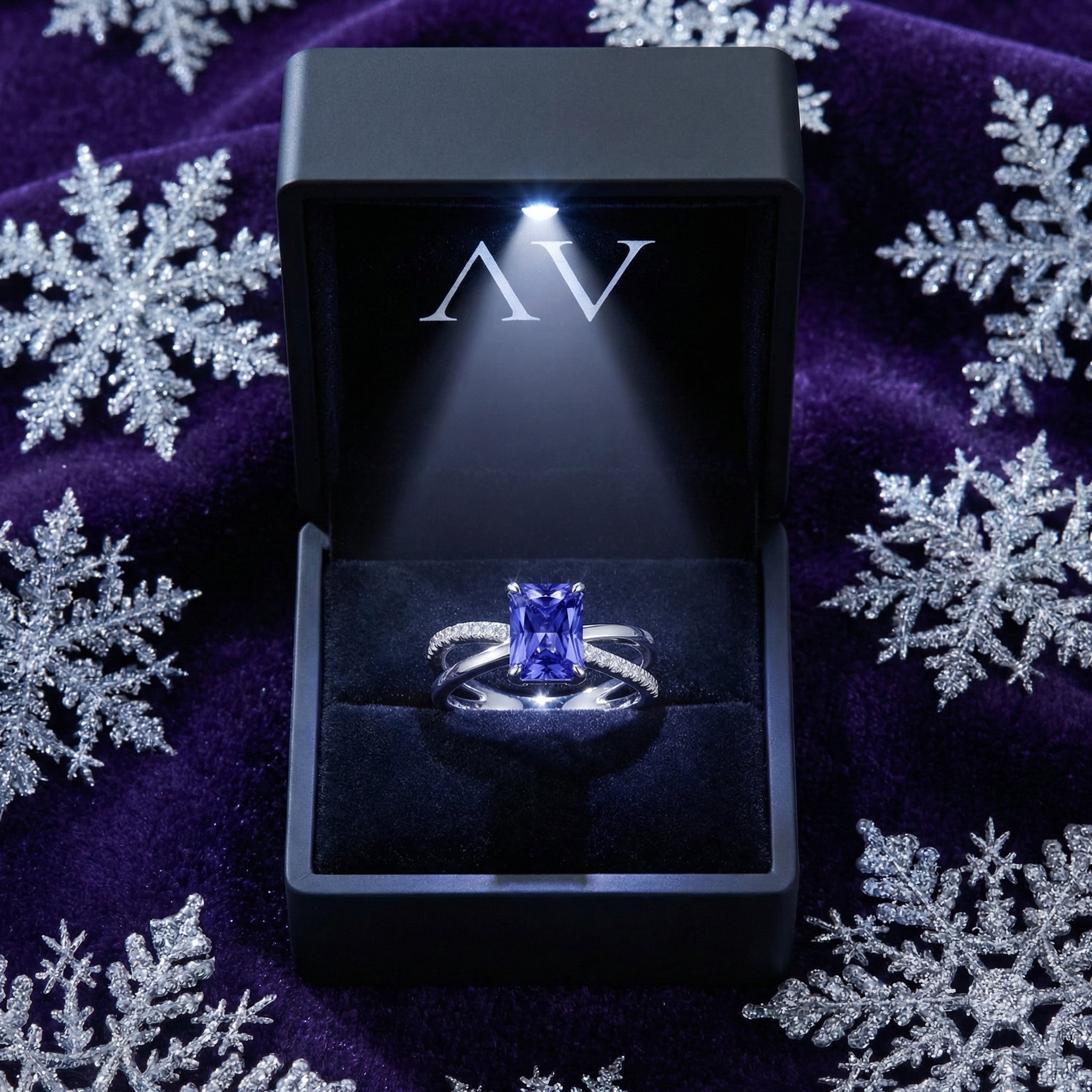 YLQ4155-Radiant-Twist-DEC-tanzanite - Premium LED Gift Box Presentation