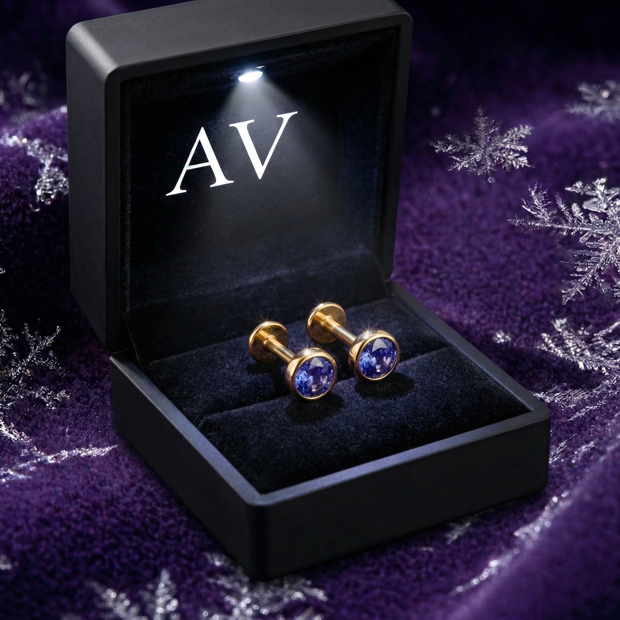 YLQ4183-Round-DEC-tanzanite - Premium LED Gift Box Presentation