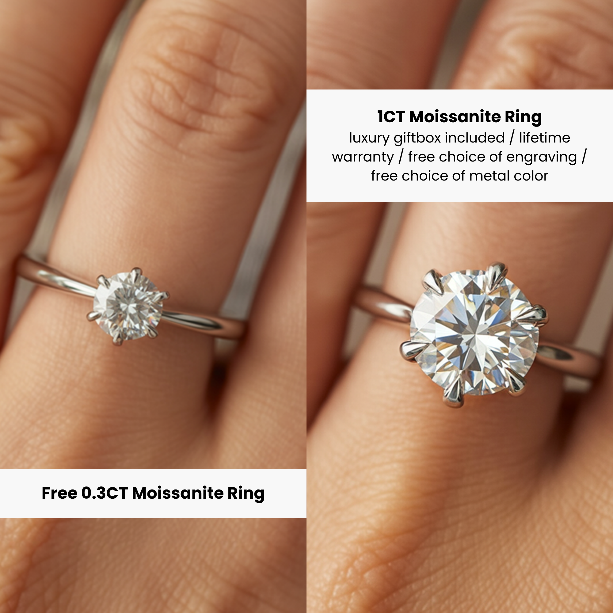 Bague Moissanite 0.3CT gratuite en argent sterling S925
