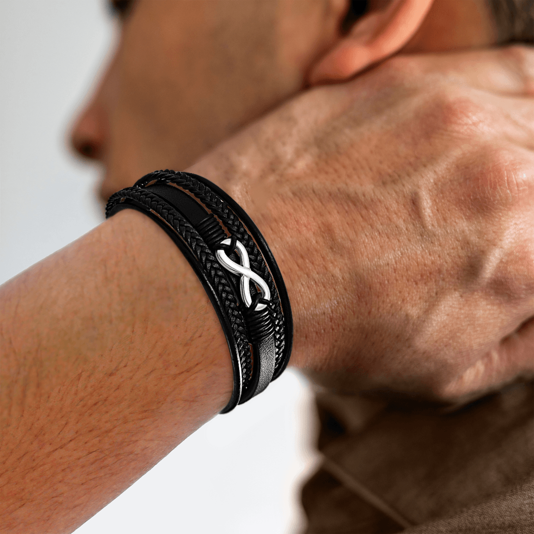 Heren Infinity Lederen Vlecht Armband