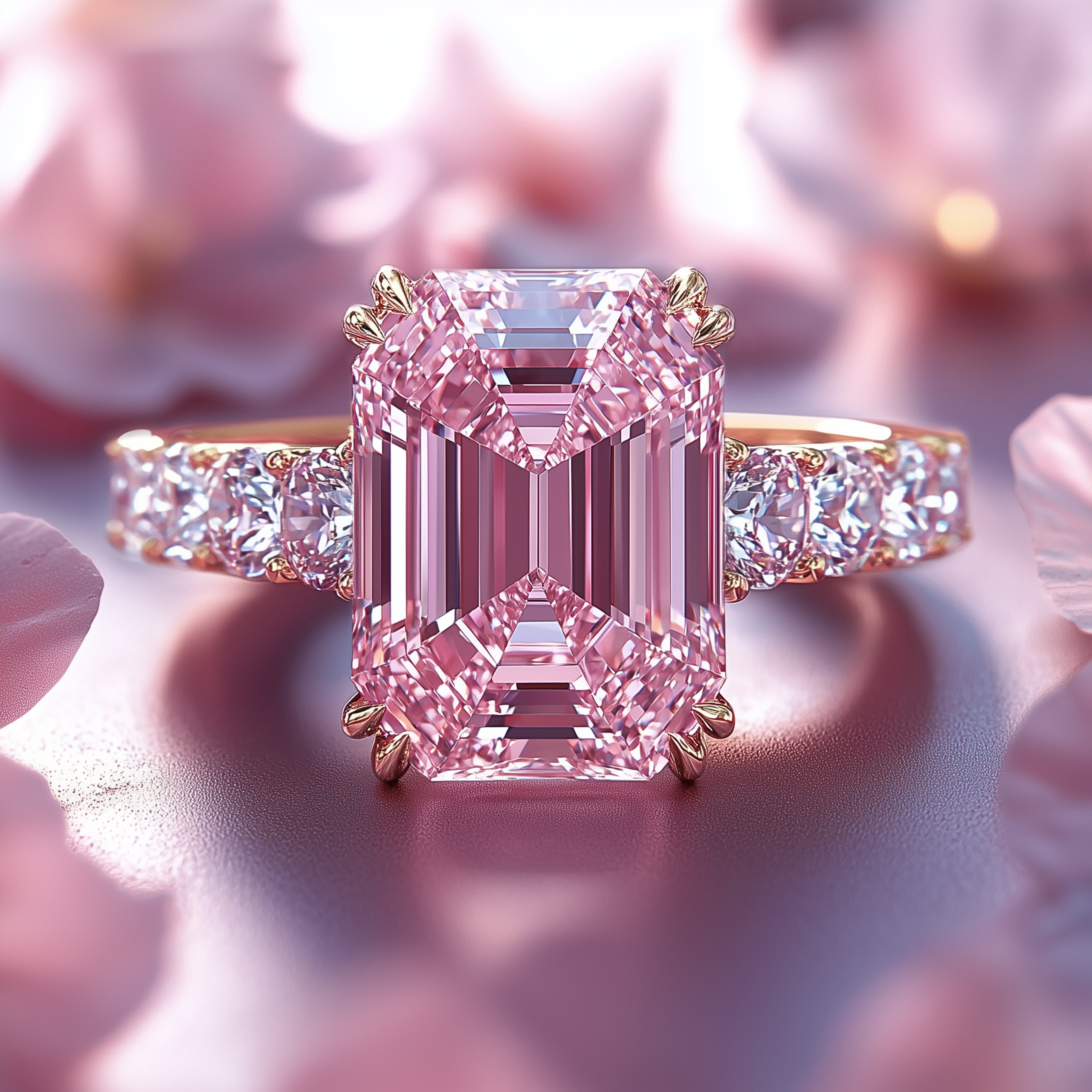 Der Camilla – 18 Karat massiver Roségold-Moissanitring