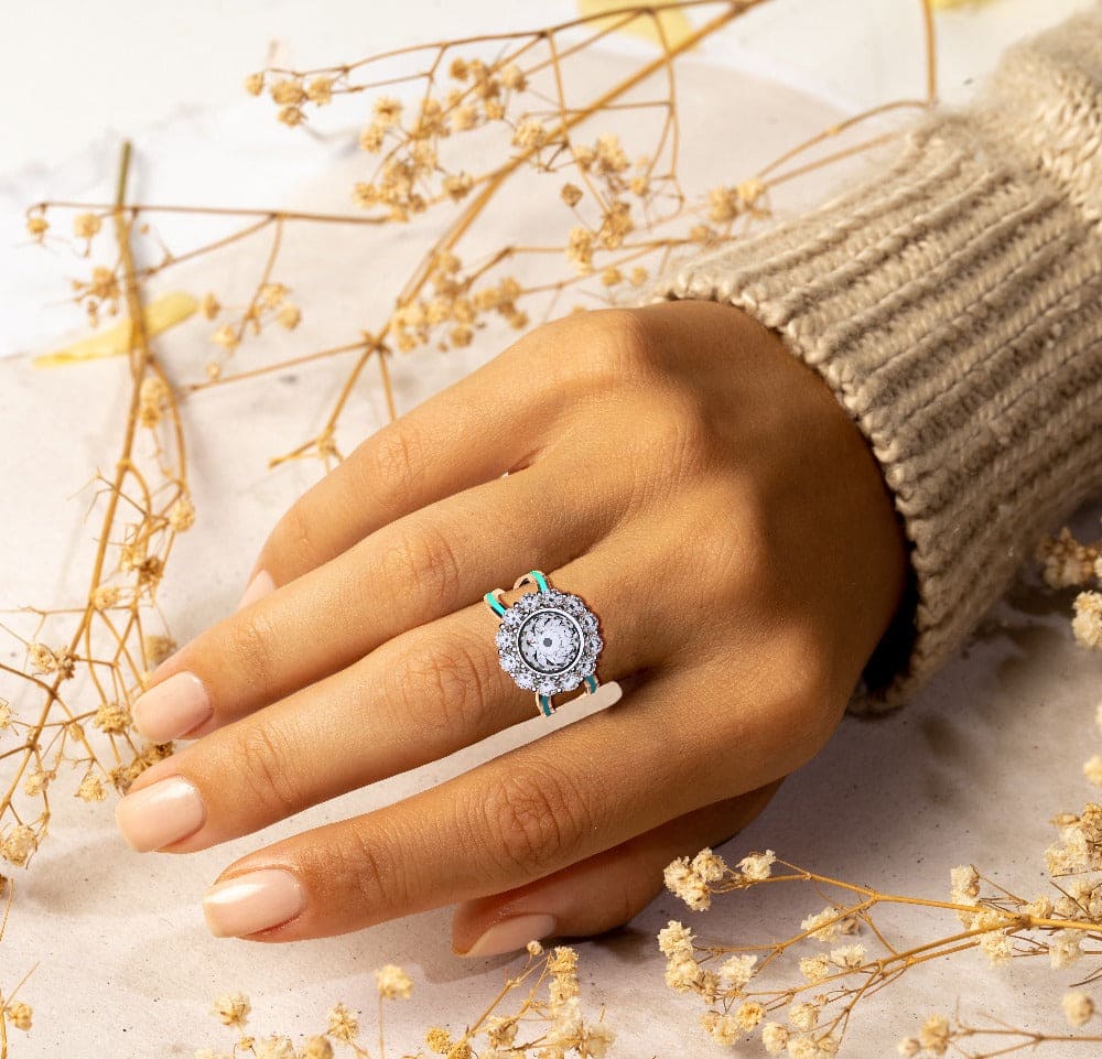 Ocean's Bloom: Diamant-Cluster-Ring - S925 Sterling Silber