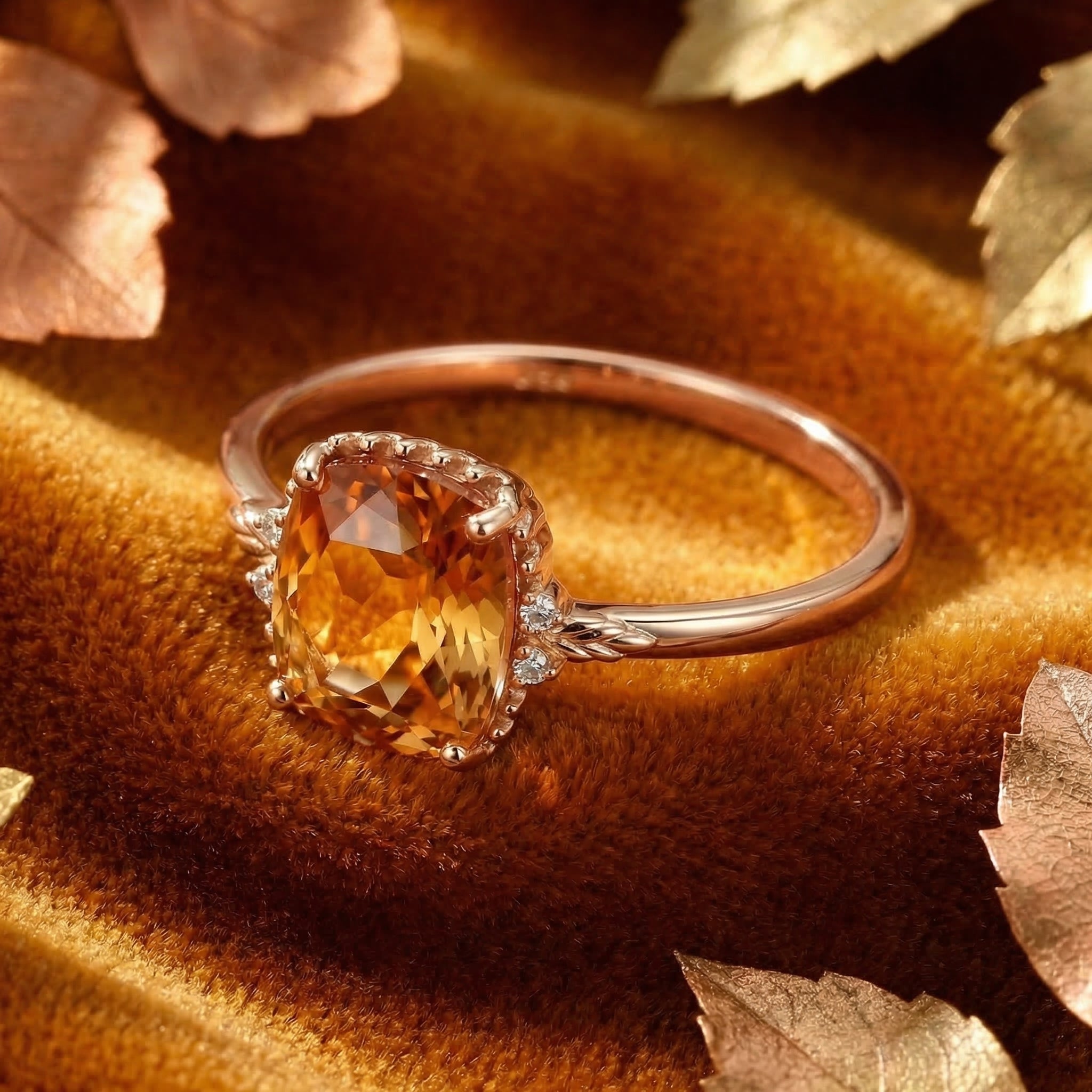 the-calysienne-cushion-ring-18k-gold-vermeil in rose gold finish