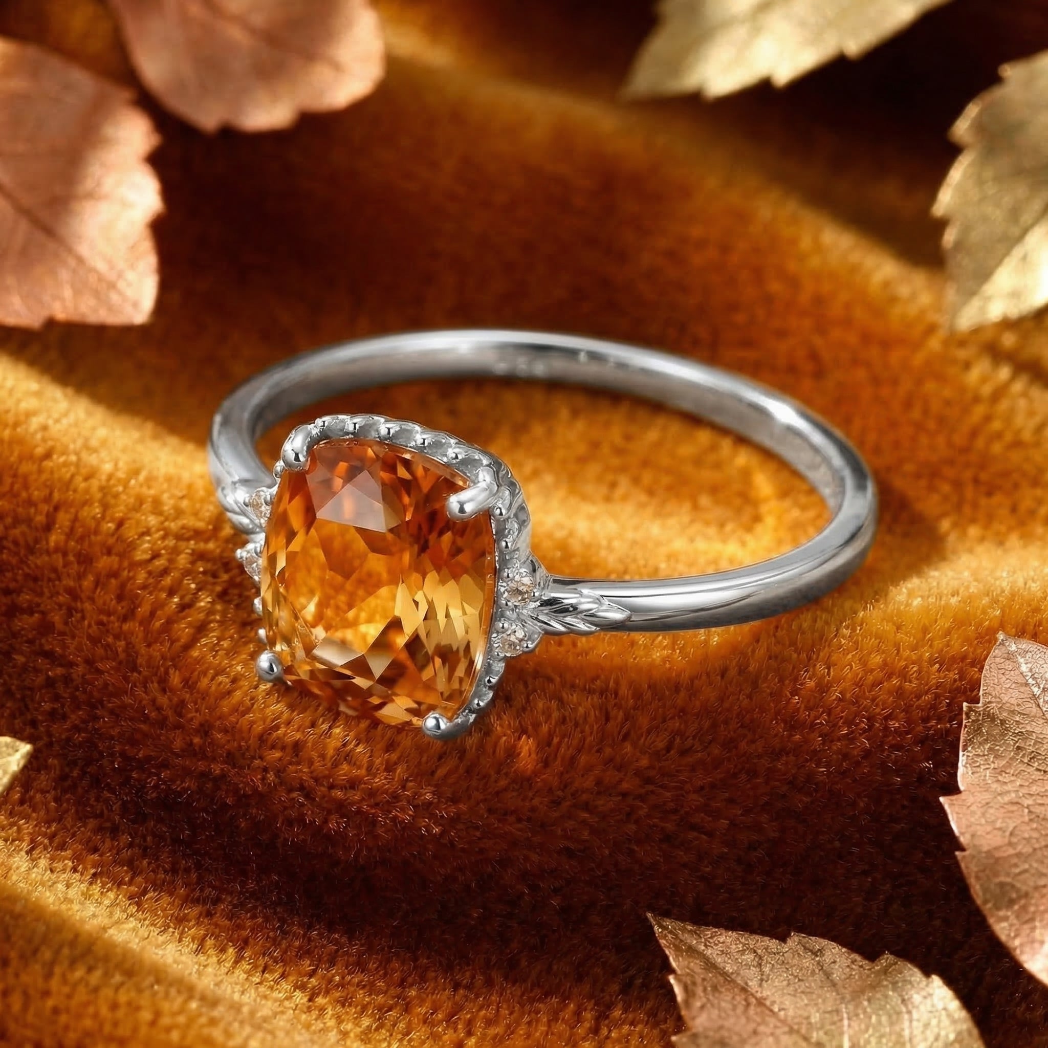 the-calysienne-cushion-ring-18k-gold-vermeil in silver finish