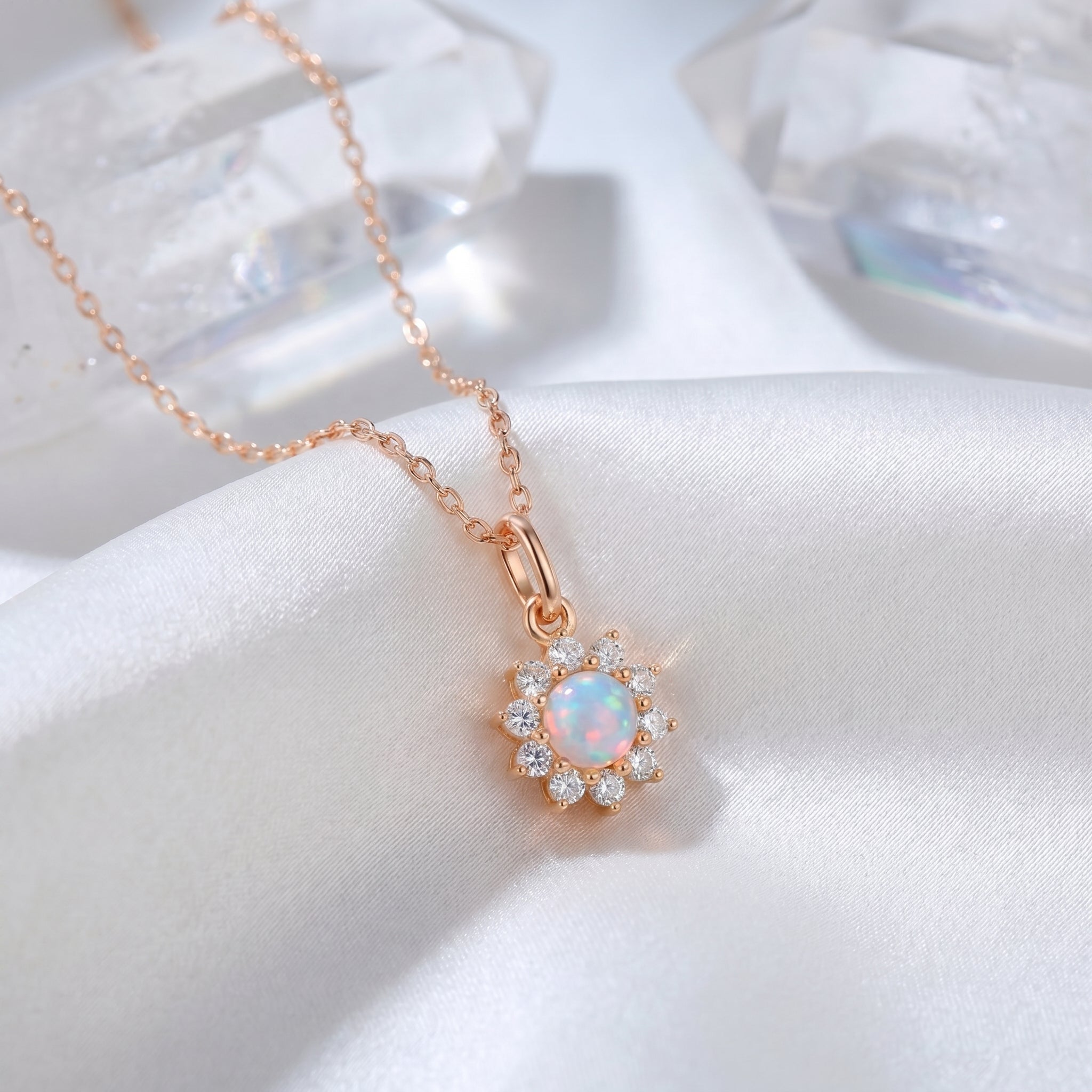 the-celestria-round-necklace in rose gold finish