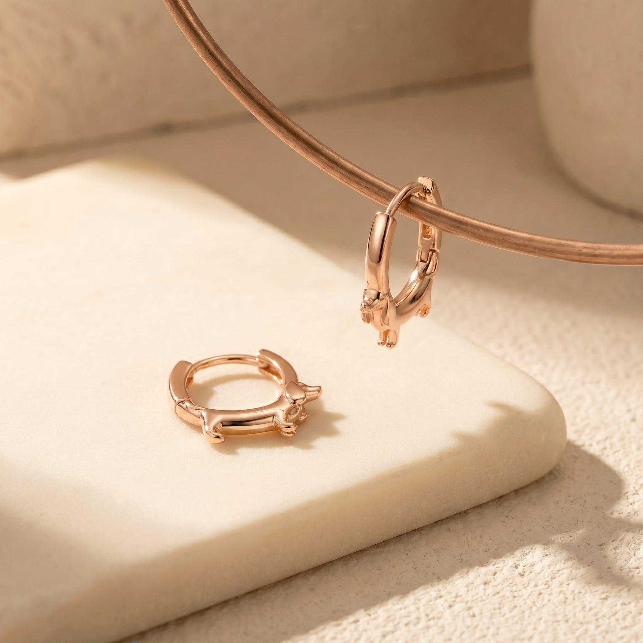 the-faithful-friend-hoop-earrings in rose gold finish