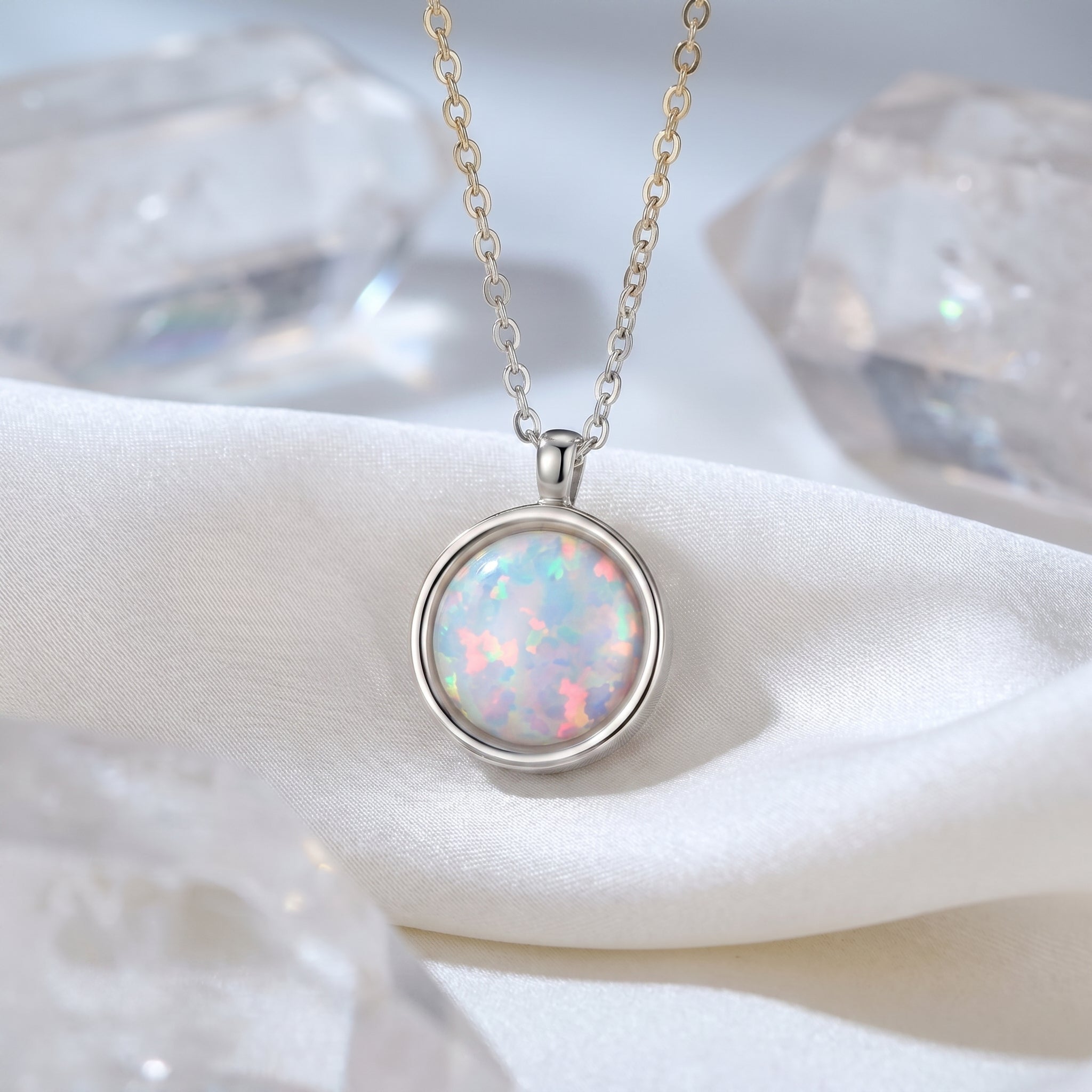 the-fiora-halo-necklace in silver finish
