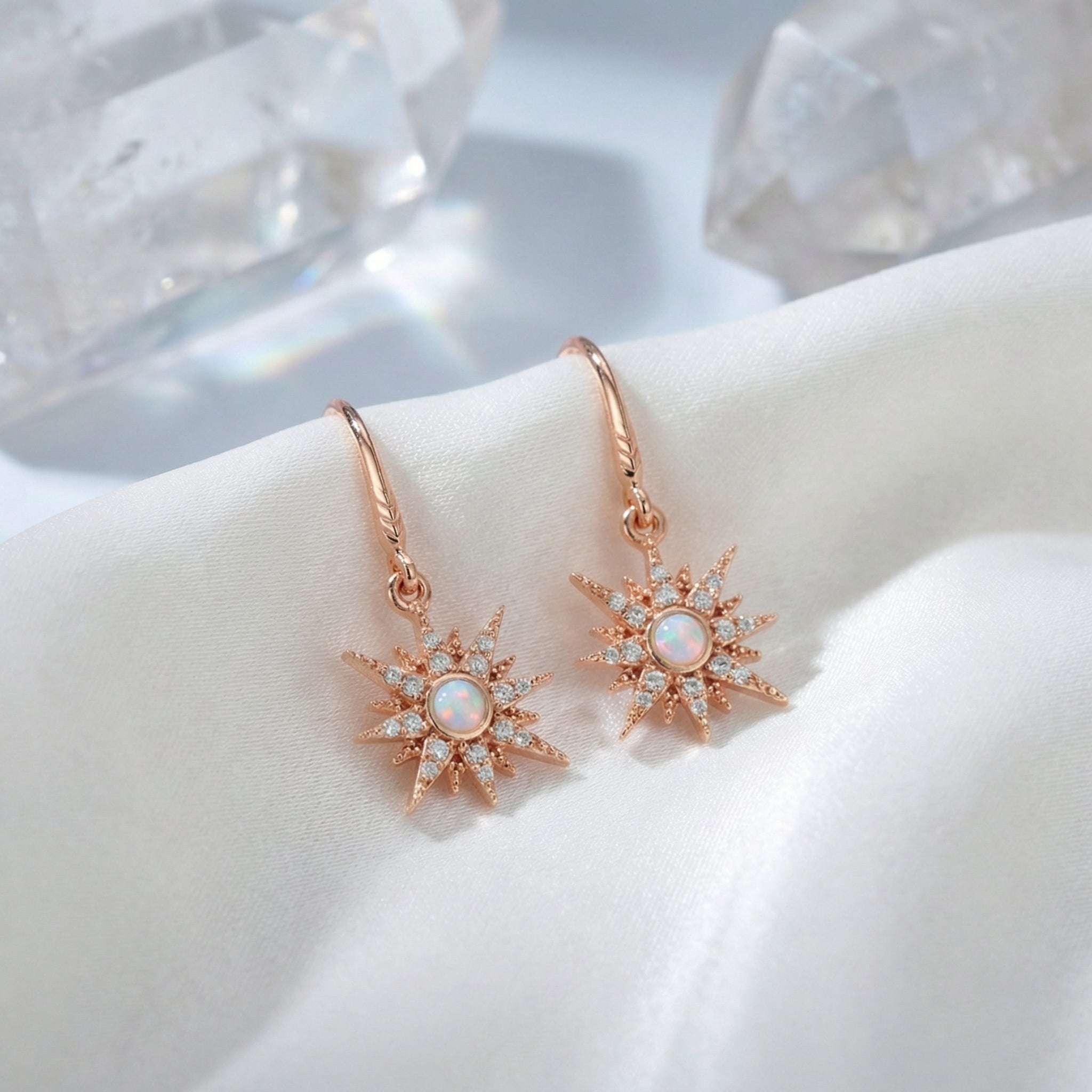 the-heliana-drop-earrings in rose gold finish