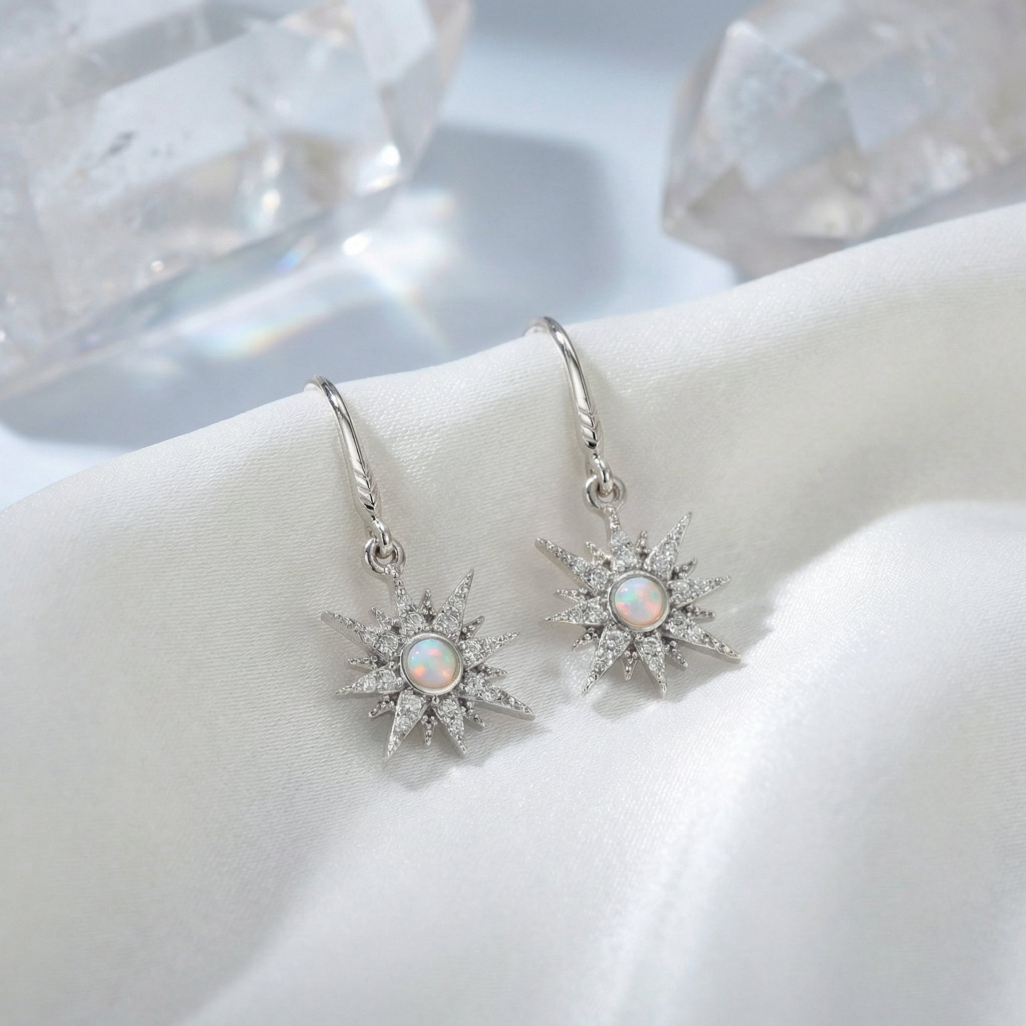the-heliana-drop-earrings in silver finish