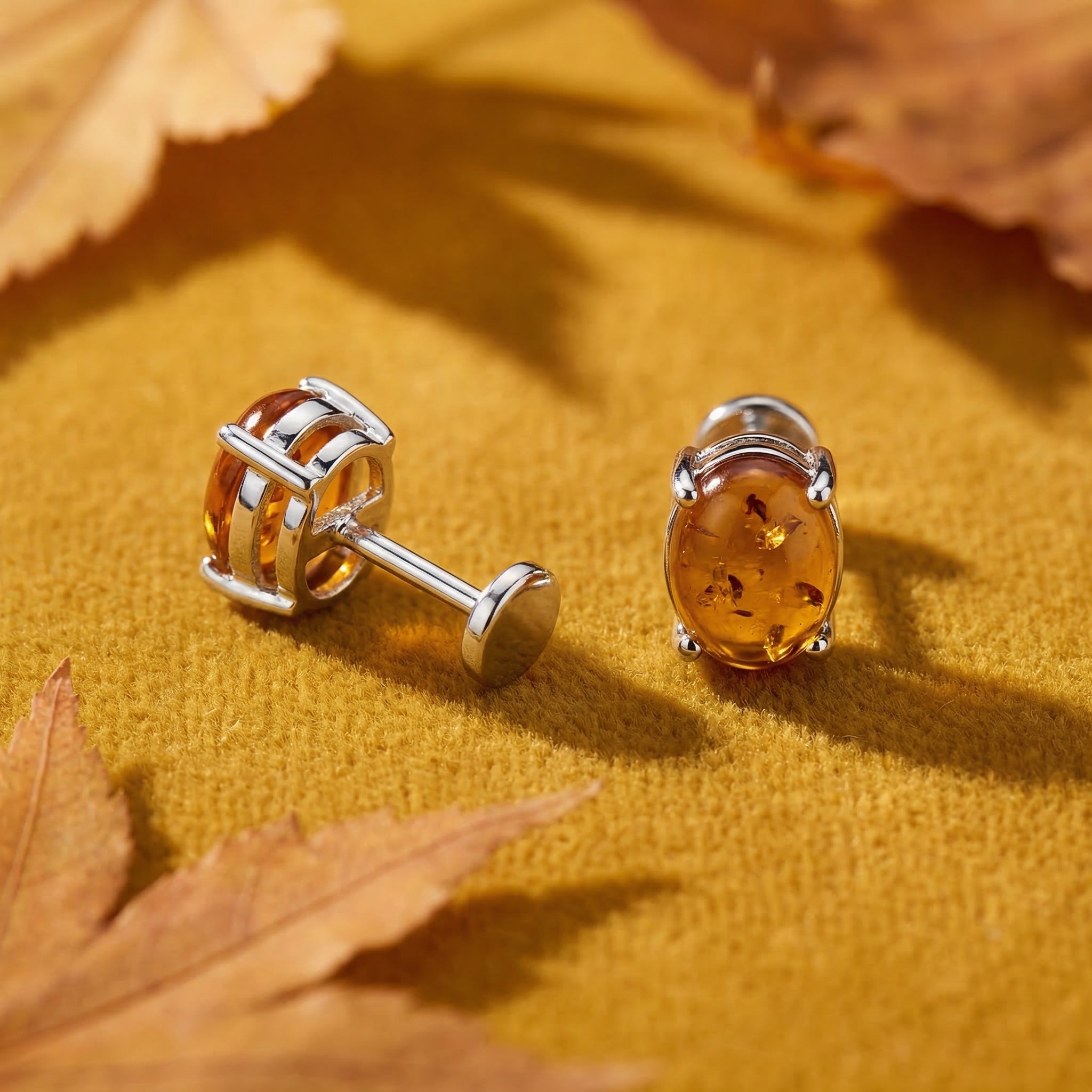 the-hesperian-oval-studs-18k-gold-vermeil in silver finish