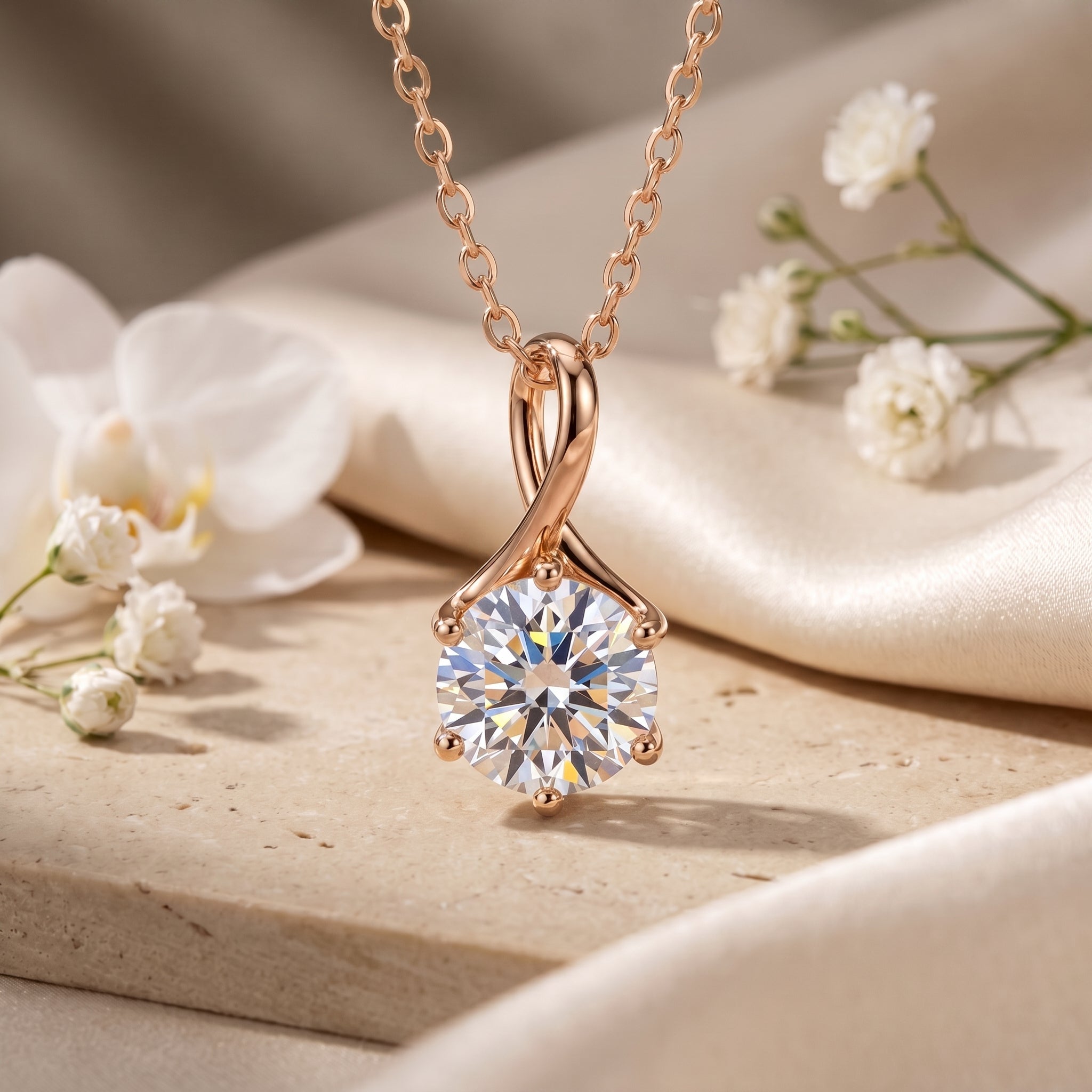 the-lylianne-moissanite-pendant-necklace in rose gold finish